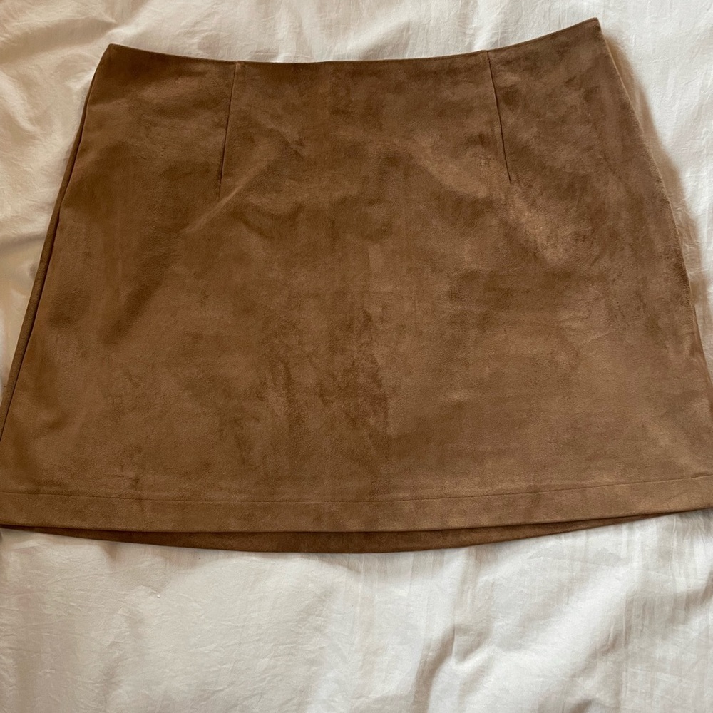 Brown Faux Suede Skirt Large